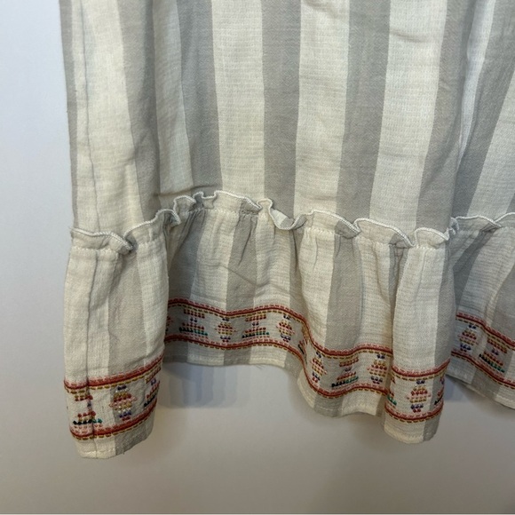 Altar’d State Sleeveless Striped Ruffle Peplum Tank Top, Size Large, Gray/White - Picture 3 of 8